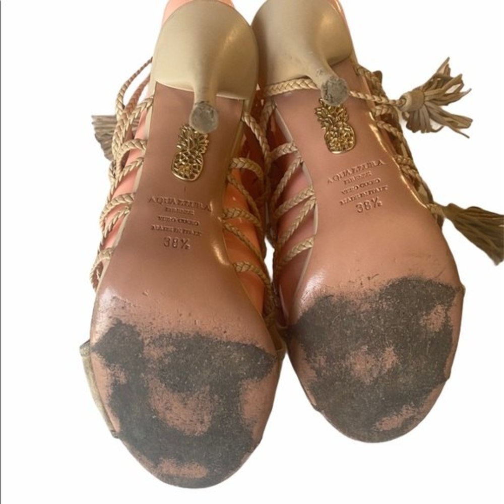 Aquazurra Tan Suede Sahara Sandals Size 38.5 - Picture 8 of 9